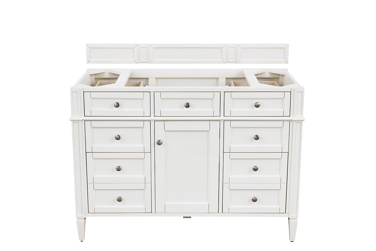 Renovate for Less Atlanta Brittany 48" Single Vanity, Bright White w/ 3 CM Ethereal Noctis Silestone Top