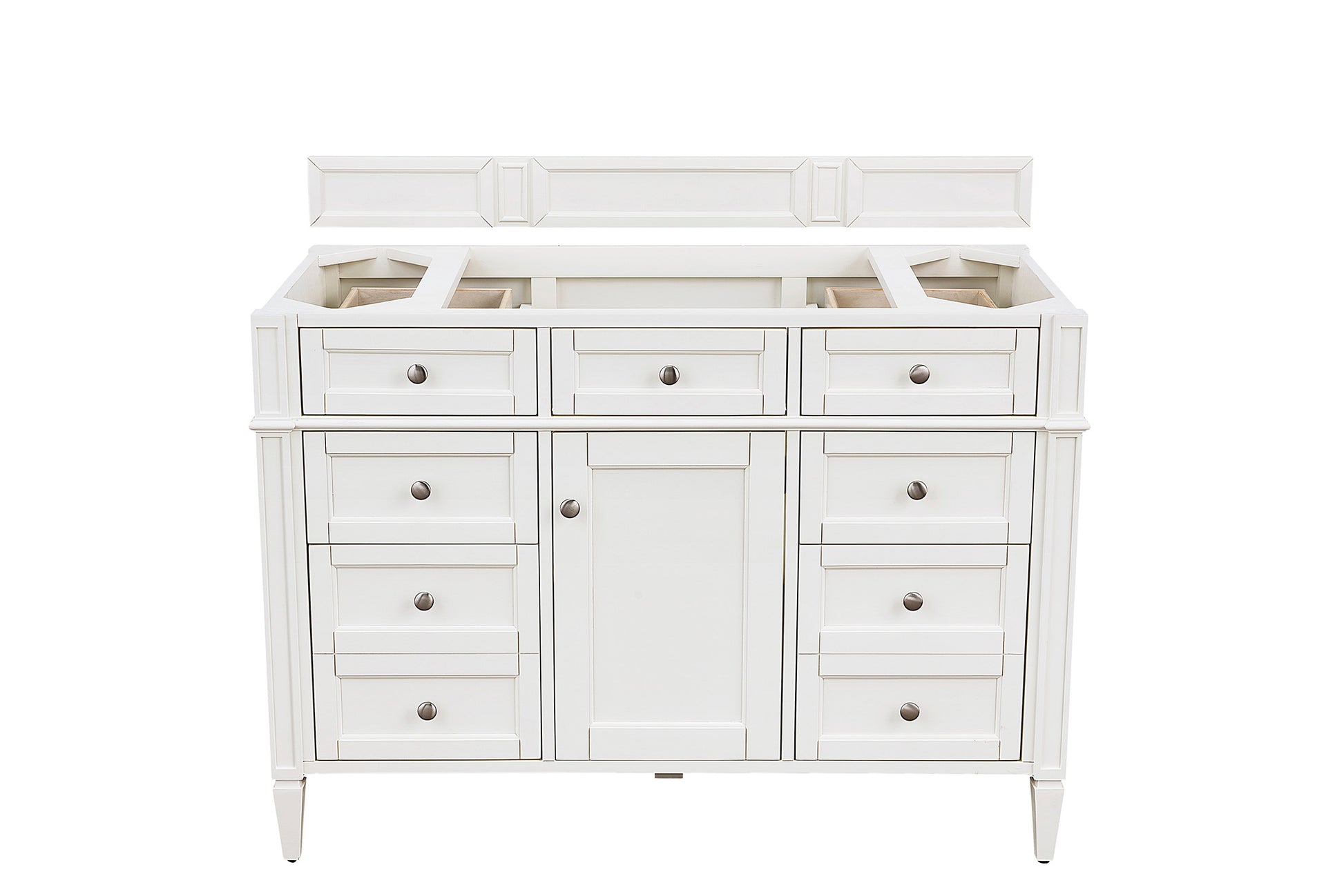 Renovate for Less Atlanta Brittany 48" Single Vanity, Bright White w/ 3 CM Charcoal Soapstone Silestone Top