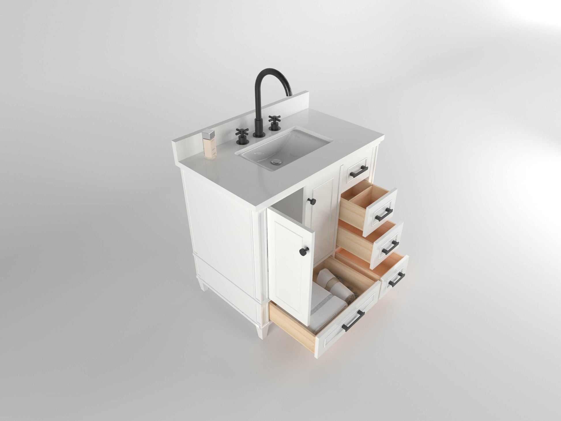 Windsor 35.5 Right Drawers in All Wood Vanity in Bright White - Cabinet Only ER VANITIES