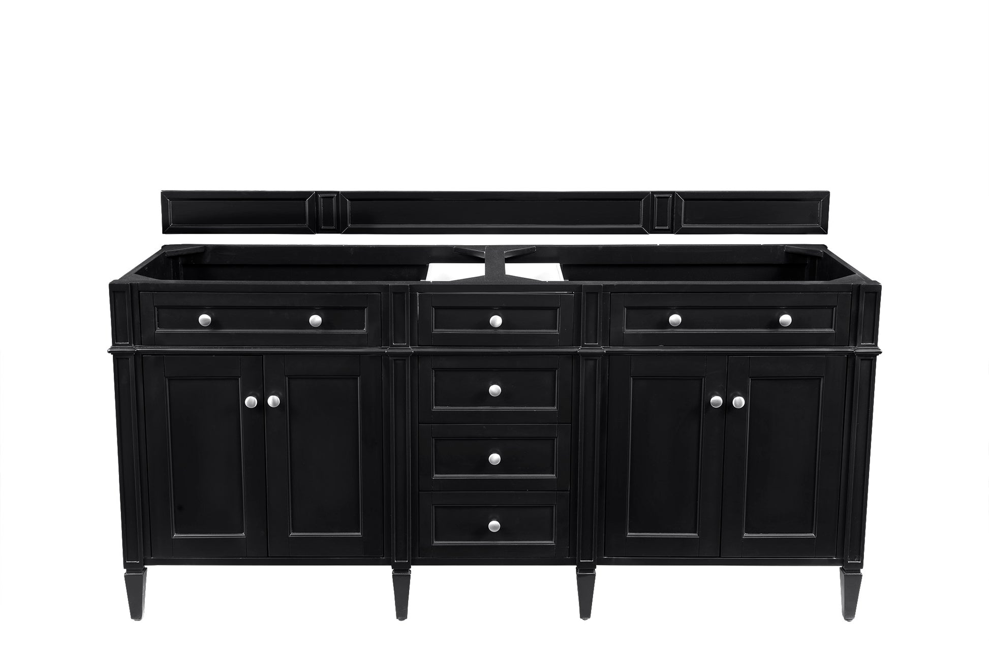Renovate for Less Atlanta Brittany 72" Double Vanity, Black Onyx w/ 3 CM Eternal Jasmine Pearl Silestone Top w/FreePower Wireless Charger