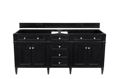 Renovate for Less Atlanta Brittany 72" Double Vanity, Black Onyx w/ 3 CM Victorian Silver Silestone Top