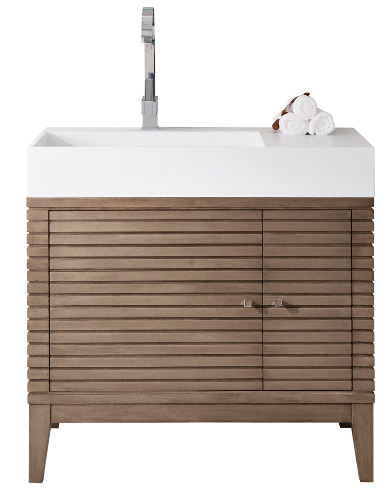 Renovate for Less Atlanta Linear 36" Single Vanity Cabinet, Whitewashed Walnut