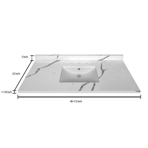 Stock Top 3 CM Calacatta White Quartz 48.5 In W x 22 In D Bathroom Vanities Outlet