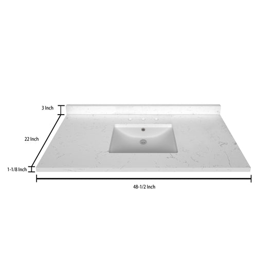 Stock Top 3 CM Carrara White Quartz 48.5 In W x 22 In D Bathroom Vanities Outlet