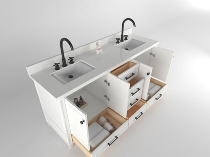 Windsor 71.5 in All Wood Vanity in White - Cabinet Only ER VANITIES