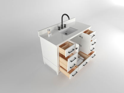 Windsor 47.5 in All Wood Vanity in Bright White - Cabinet Only ER VANITIES
