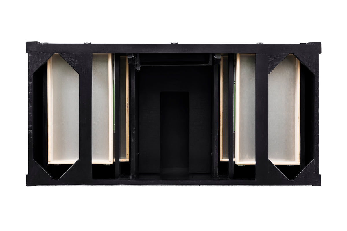 Renovate for Less Atlanta Brittany 48" Single Vanity, Black Onyx w/ 3 CM Parisien Bleu Silestone Top