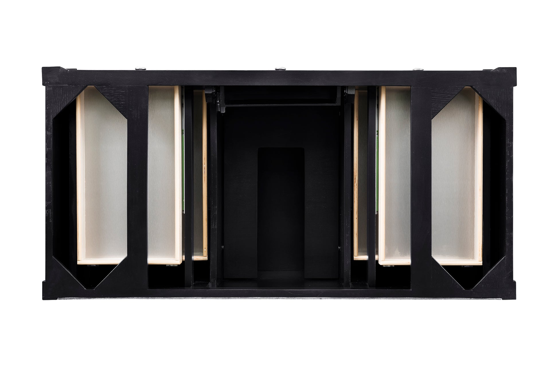 Renovate for Less Atlanta Brittany 48" Single Vanity, Black Onyx w/ 3 CM Parisien Bleu Silestone Top w/FreePower Wireless Charger