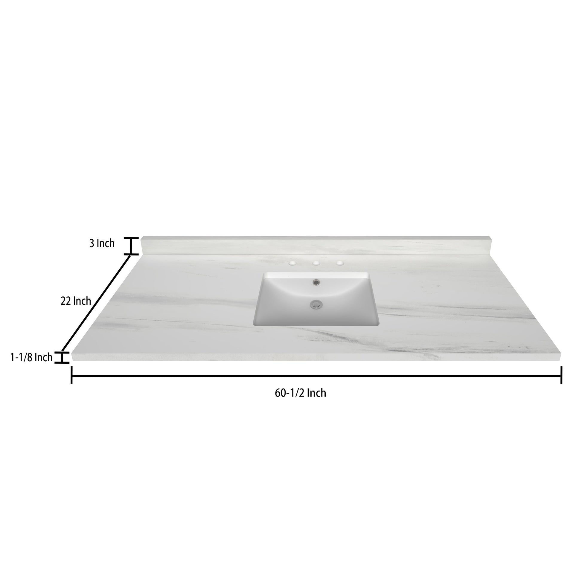 Stock Top 3 CM Woodgrain 60.5 Single In W x 22 In D Bathroom Vanities Outlet