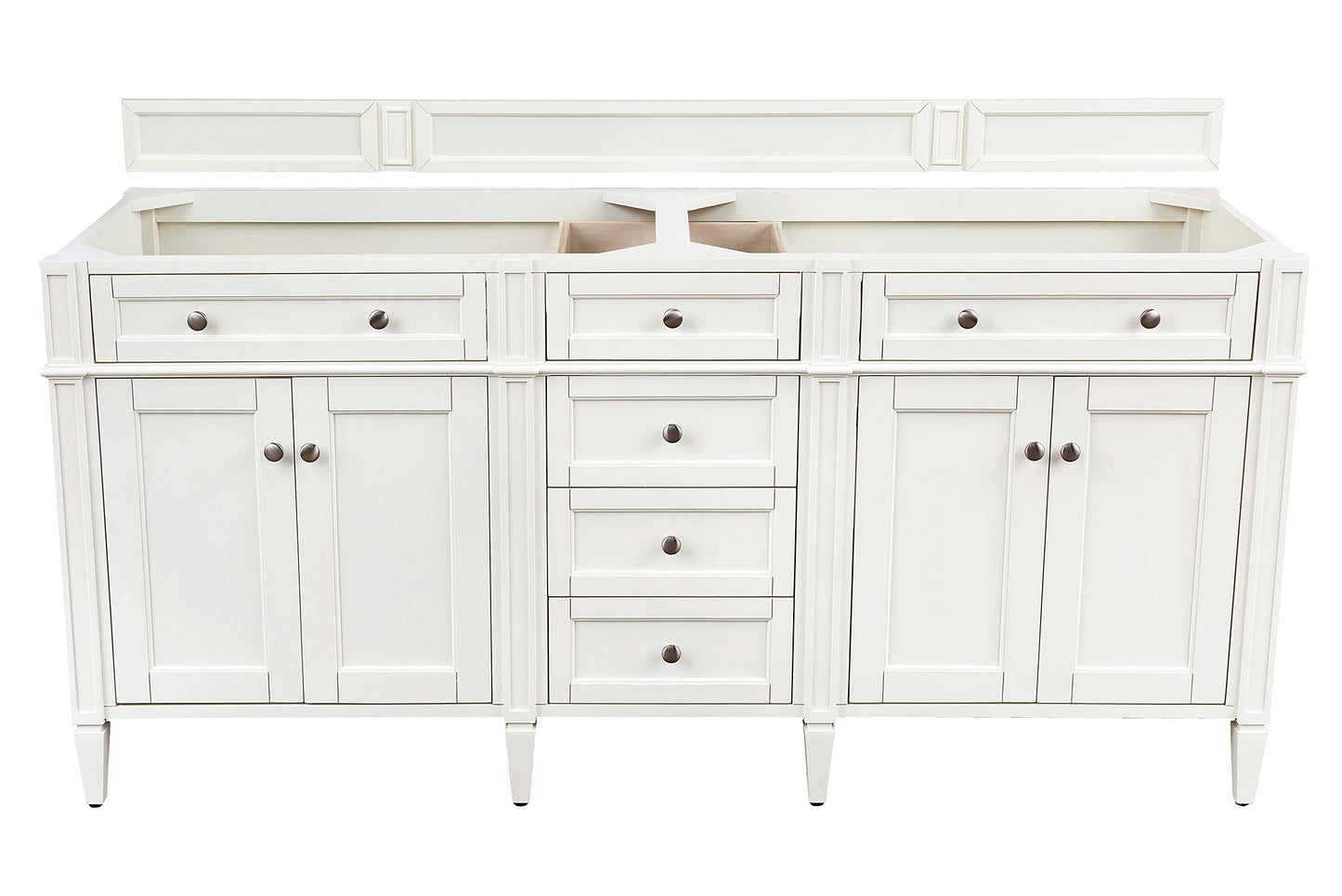Renovate for Less Atlanta Brittany 72" Double Vanity, Bright White Vanity w/ 3 CM Eternal Jasmine Pearl Silestone Top w/FreePower Wireless Charger