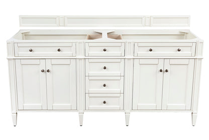 Renovate for Less Atlanta Brittany 72" Double Vanity, Bright White Vanity w/ 3 CM Eternal Jasmine Pearl Silestone Top w/FreePower Wireless Charger