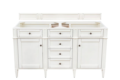 Renovate for Less Atlanta Brittany 60" Double Vanity, Bright White Vanity w/ 3 CM Lime Delight Silestone Top