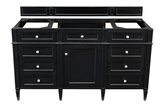 Renovate for Less Atlanta Brittany 60" Single Vanity, Black Onyx, w/ 3 CM Eternal Jasmine Pearl Silestone Top