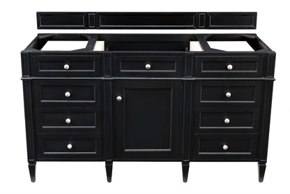 Renovate for Less Atlanta Brittany 60" Single Vanity, Black Onyx, w/ 3 CM Eternal Jasmine Pearl Silestone Top