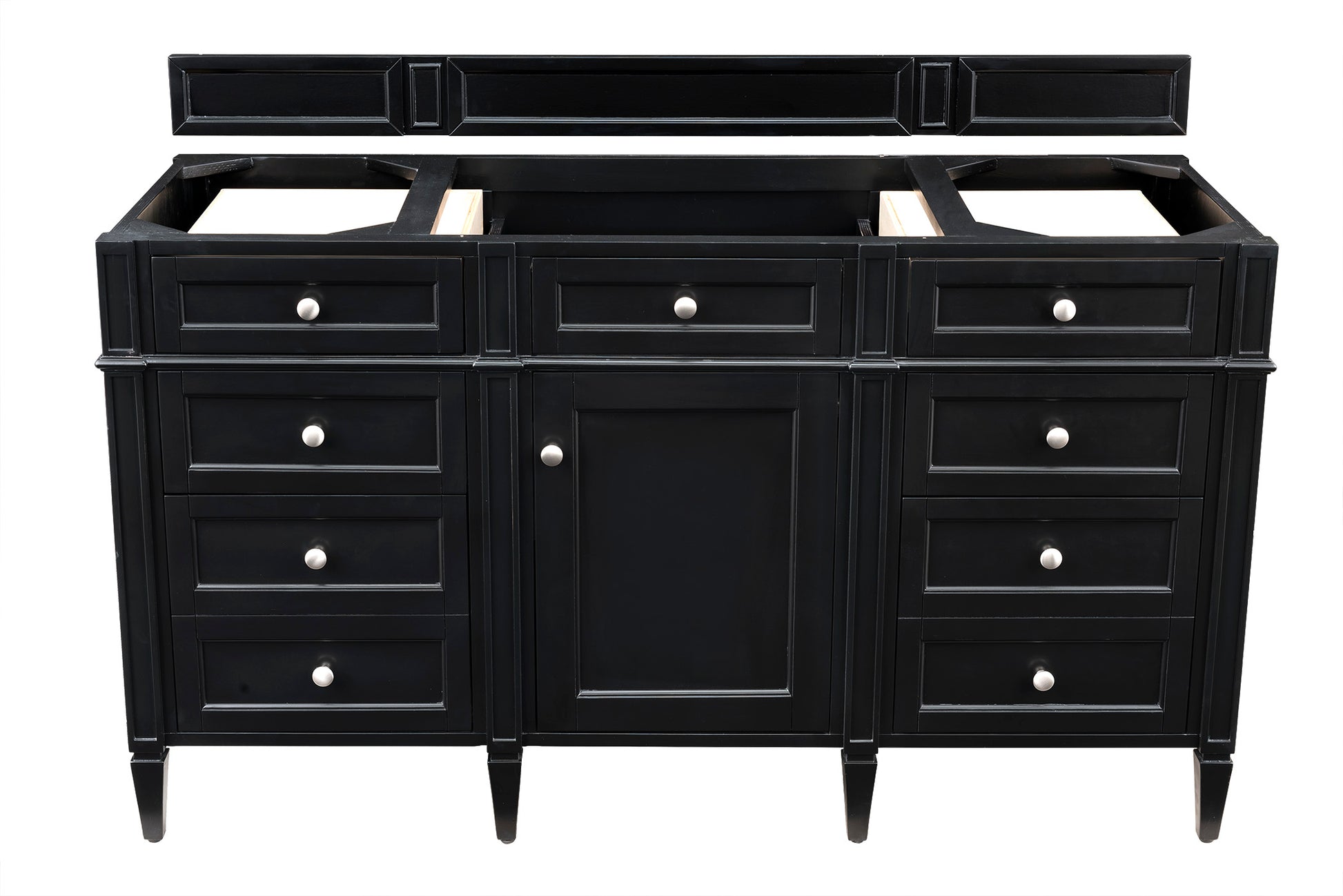 Renovate for Less Atlanta Brittany 60" Single Vanity, Black Onyx, w/ 3 CM Tajnar Eclos Top w/FreePower Wireless Charger