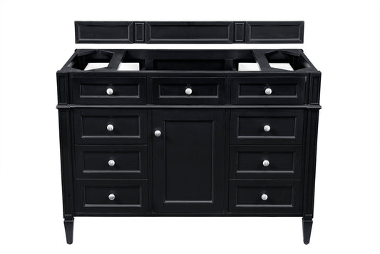 Renovate for Less Atlanta Brittany 48" Single Vanity, Black Onyx w/ 3 CM Carrara Marble Top