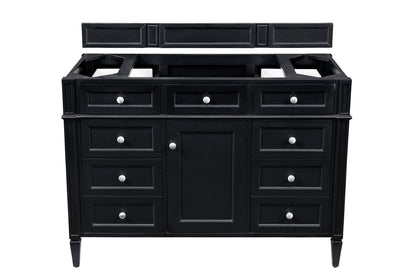 Renovate for Less Atlanta Brittany 48" Single Vanity, Black Onyx w/ Single Hole 3 CM White Zeus Silestone Top & Backsplash