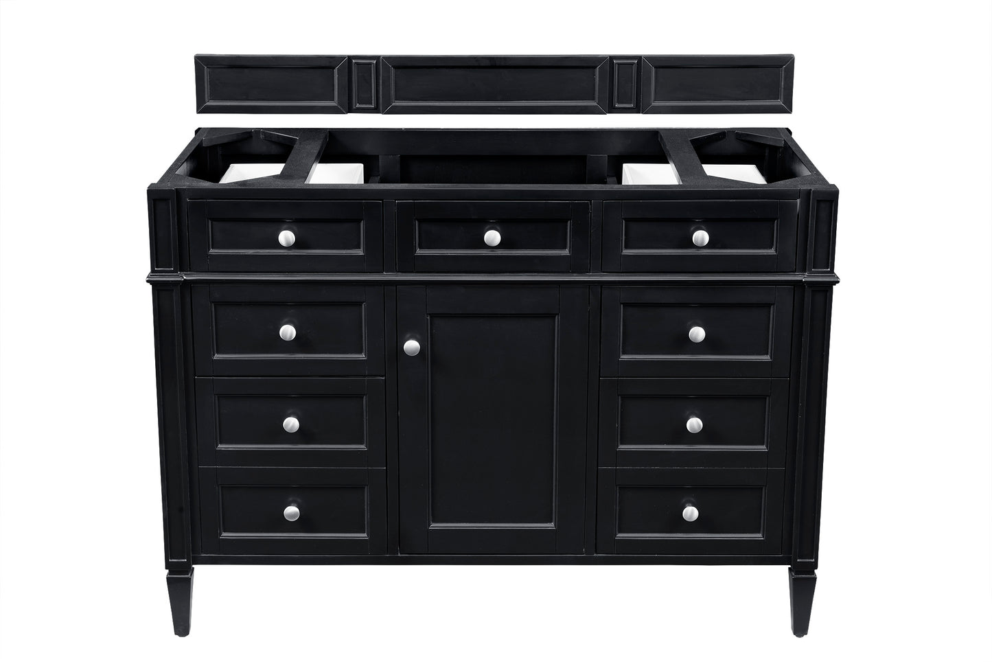 Renovate for Less Atlanta Brittany 48" Single Vanity, Black Onyx w/ 3 CM Parisien Bleu Silestone Top w/FreePower Wireless Charger