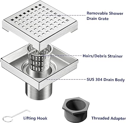Neodrain 4-Inch Square Shower Drain Neodrain