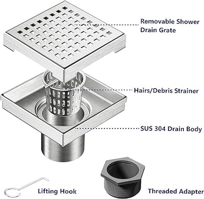 Neodrain 4-Inch Square Shower Drain Neodrain