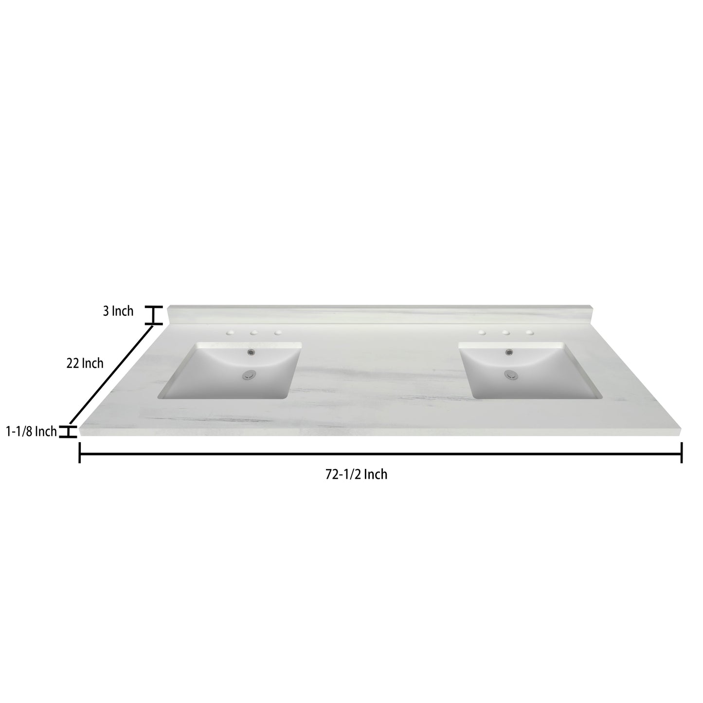 Stock Top 3 CM Woodgrain 72.5 In W x 22 In D Bathroom Vanities Outlet