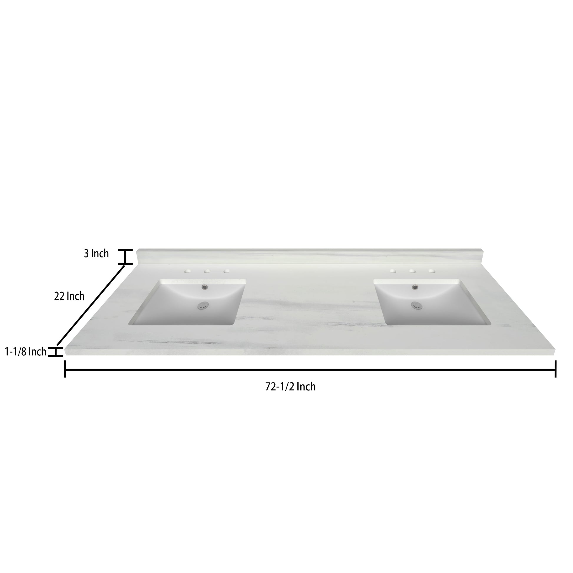 Stock Top 3 CM Woodgrain 72.5 In W x 22 In D Bathroom Vanities Outlet