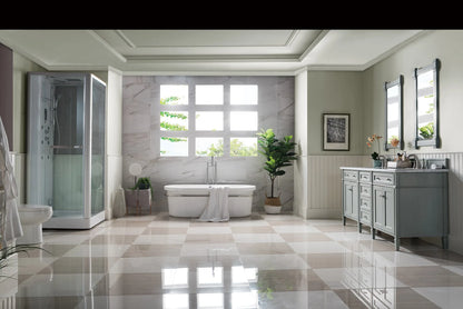 Brittany 72" Double Vanity, Urban Gray w/ 3 CM Carrara Marble Top