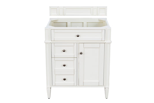 Renovate for Less Atlanta Brittany 30" Single Vanity, Bright White w/ 3 CM Carrara Marble Top