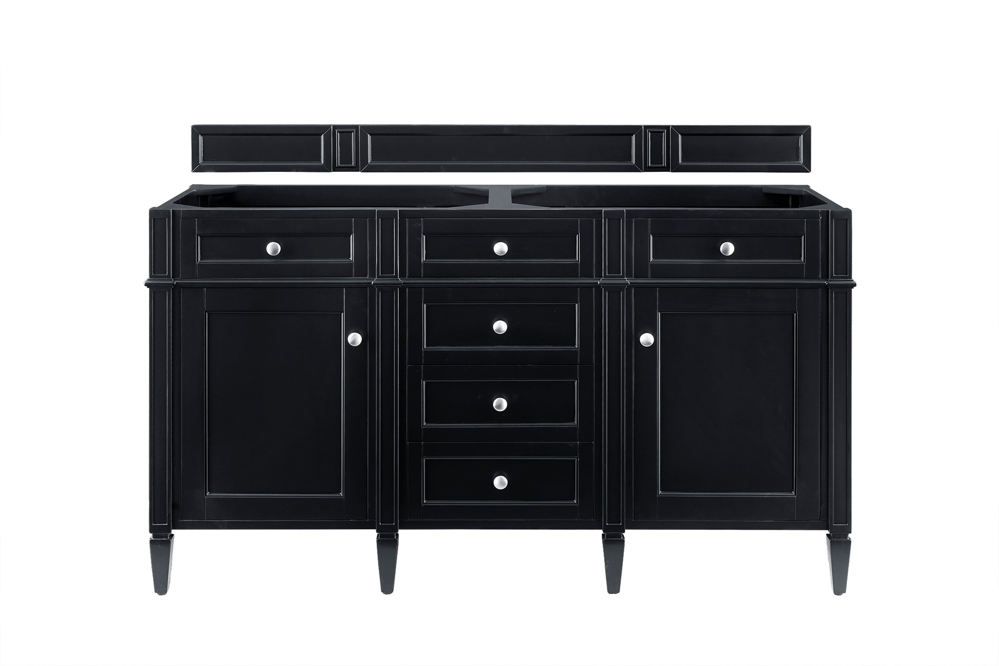 Renovate for Less Atlanta Brittany 60" Double Vanity, Black Onyx w/ 3 CM Parisien Bleu Silestone Top w/FreePower Wireless Charger