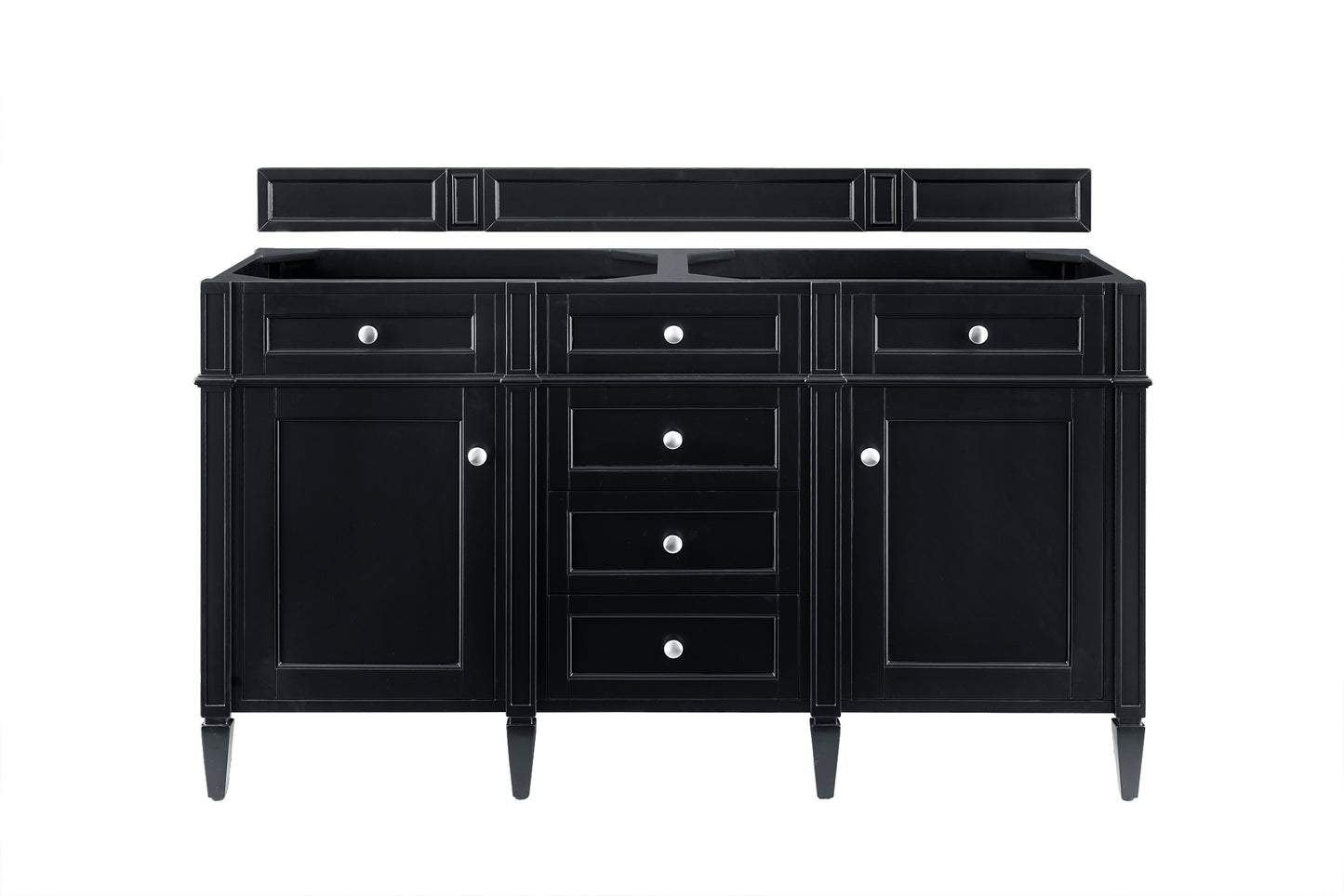 Renovate for Less Atlanta Brittany 60" Double Vanity, Black Onyx w/ 3 CM Charcoal Soapstone Silestone Top