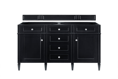 Renovate for Less Atlanta Brittany 60" Double Vanity, Black Onyx w/ 3 CM Charcoal Soapstone Silestone Top