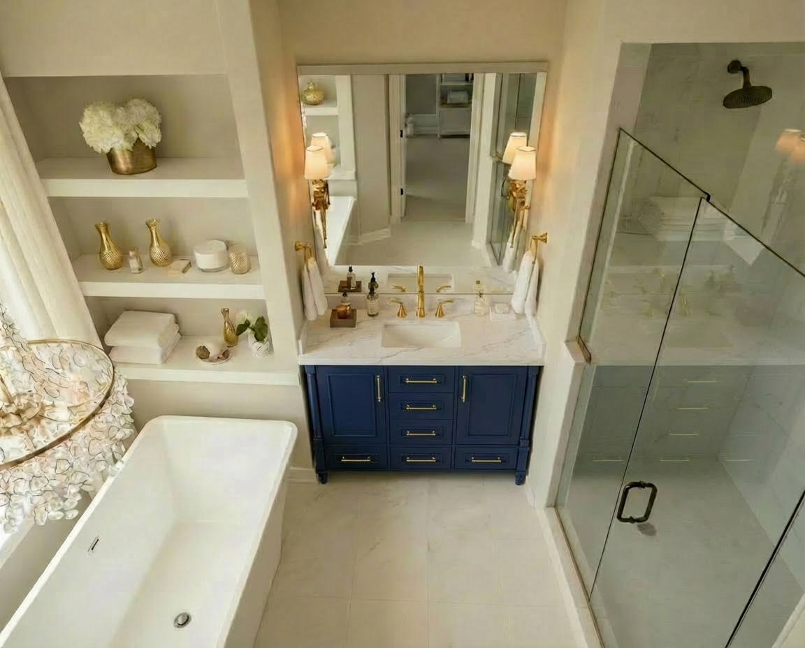 Atlanta 47.5 inch Single or Double Bathroom Vanity in Blue- Cabinet Only