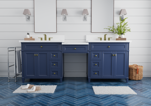 Kensington 96 inch All Wood Vanity in Navy Blue - Cabinet Only ER VANITIES