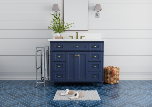 Kensington 41.5 in All Wood Vanity in Navy Blue - Cabinet Only ER VANITIES
