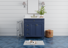 Load image into Gallery viewer, Kensington 35.5 Left Drawers in All Wood Vanity in Navy Blue - Cabinet Only ER VANITIES