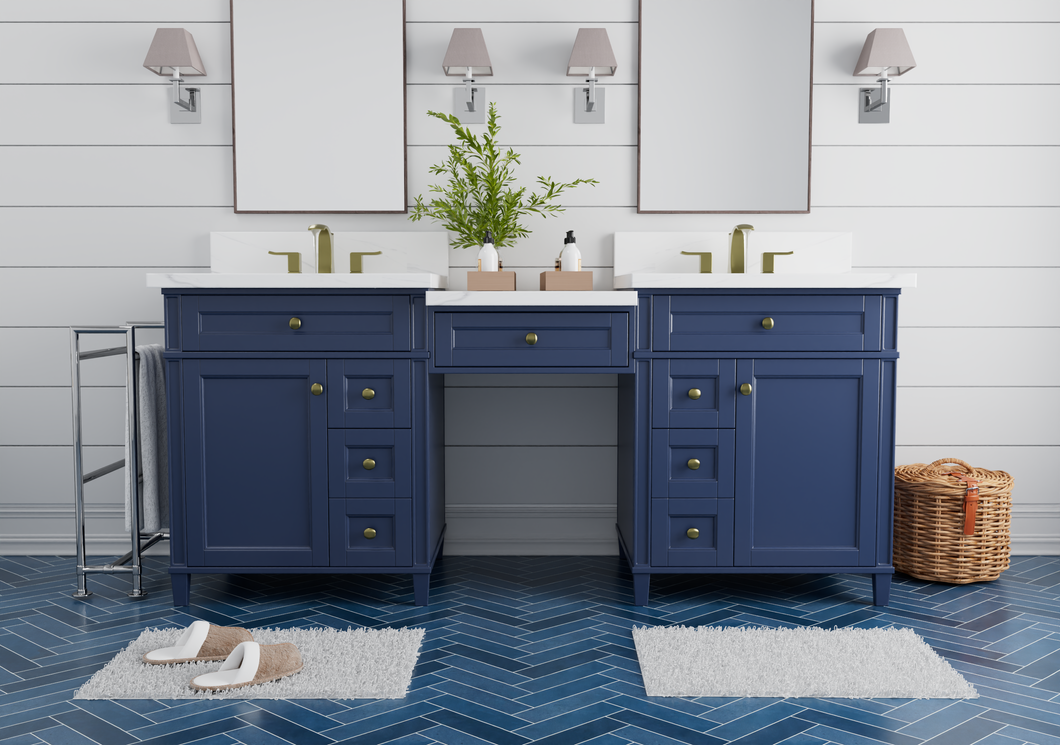 Kensington 84 in All Wood Vanity in Navy Blue - Cabinet Only ER VANITIES