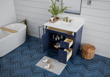 Load image into Gallery viewer, Kensington 35.5 Right Drawers in All Wood Vanity in Navy Blue - Cabinet Only ER VANITIES