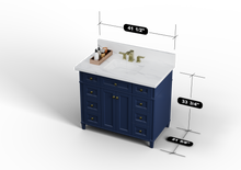 Load image into Gallery viewer, Kensington 41.5 in All Wood Vanity in Navy Blue - Cabinet Only ER VANITIES