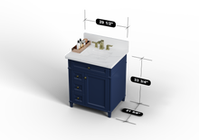 Load image into Gallery viewer, Kensington 29.5 Left Drawers in All Wood Vanity in Navy Blue - Cabinet Only ER VANITIES