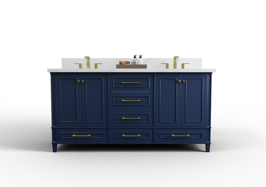 Windsor 71.5 in All Wood Vanity in Navy Blue - Cabinet Only