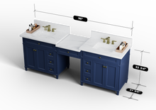 Load image into Gallery viewer, Kensington 96 inch All Wood Vanity in Navy Blue - Cabinet Only ER VANITIES