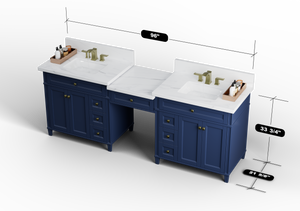 Kensington 96 inch All Wood Vanity in Navy Blue - Cabinet Only ER VANITIES