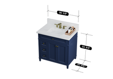 Kensington 35.5 Left Drawers in All Wood Vanity in Navy Blue - Cabinet Only SFD
