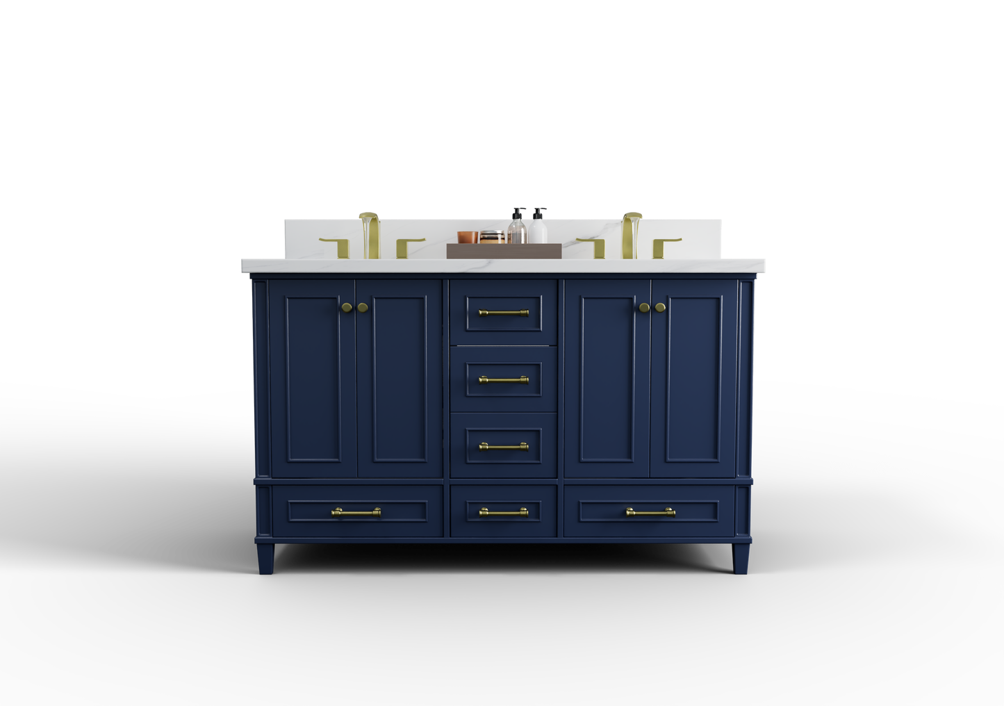 Windsor 59.5 Double in All Wood Vanity in Navy Blue - Cabinet Only