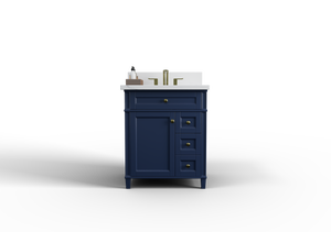 Kensington 29.5 Right Drawers in All Wood Vanity in Navy Blue - Cabinet Only ER VANITIES