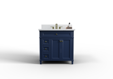 Load image into Gallery viewer, Kensington 35.5 Left Drawers in All Wood Vanity in Navy Blue - Cabinet Only ER VANITIES