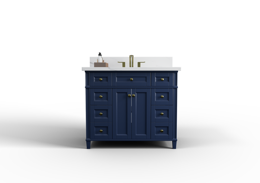 Kensington 41.5 in All Wood Vanity in Navy Blue - Cabinet Only