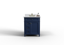 Load image into Gallery viewer, Kensington 29.5 Left Drawers in All Wood Vanity in Navy Blue - Cabinet Only ER VANITIES