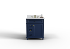 Kensington 29.5 Left Drawers in All Wood Vanity in Navy Blue - Cabinet Only ER VANITIES