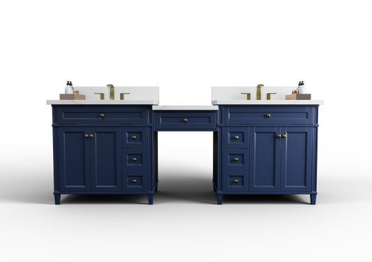Kensington 96 inch All Wood Vanity in Navy Blue - Cabinet Only